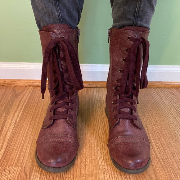 Maroon Combat Boots - Picture 6 of 9
